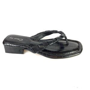 CIRCUS SAM EDELMAN CROC EMBOSSED THONG SANDALS